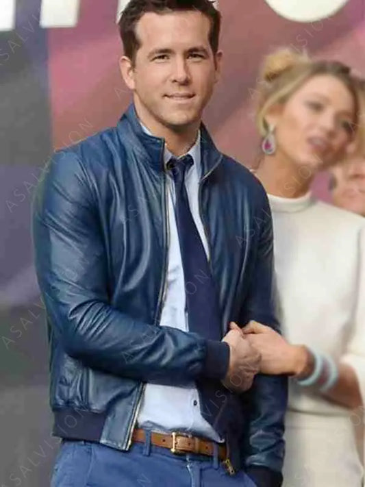 27 Times Ryan Reynolds Blue Leather Jacket