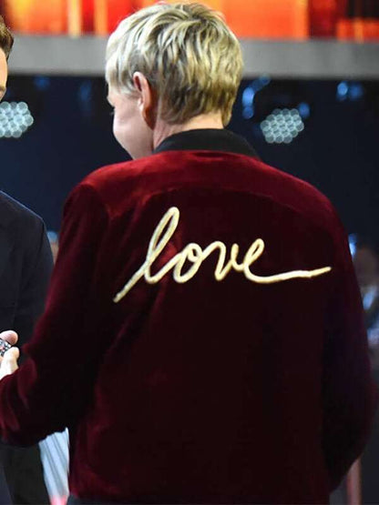 43rd People’s Choice Awards Ellen DeGeneres Love Maroon Jacket