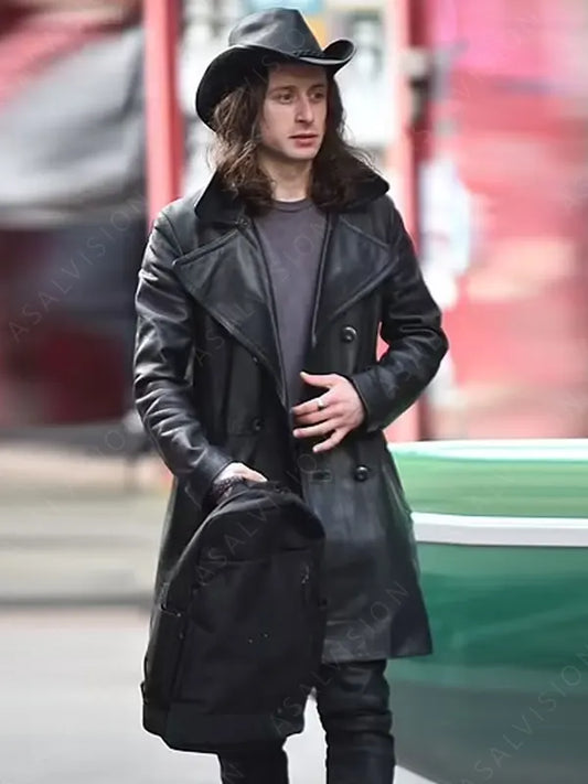 5lbs of Pressure Mike Black Leather Trench Coat