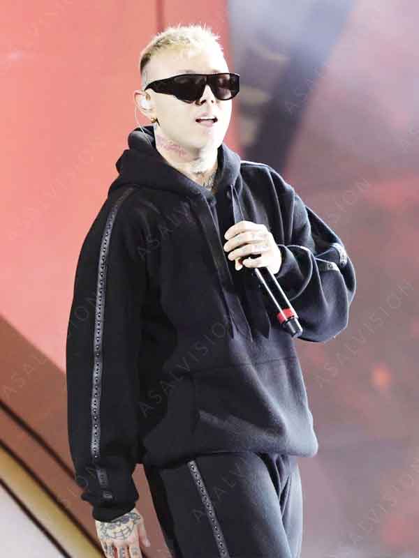 74th Sanremo Music Festival 2024 Lazza Black Oversized Hoodie