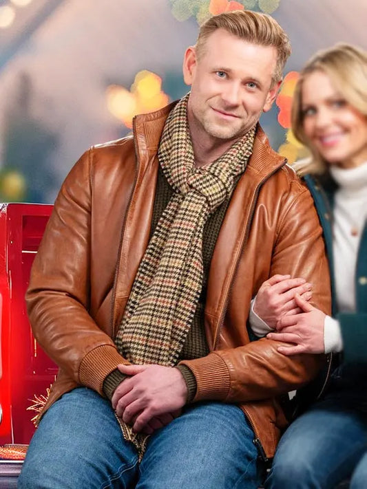 A Christmas Less Traveled 2024 Greyson Brown Leather Jacket