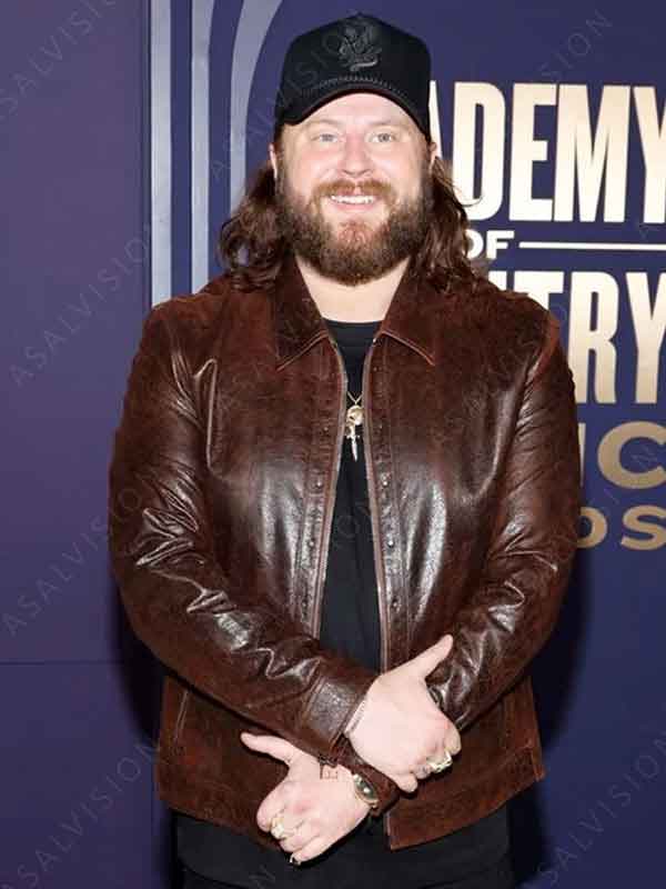 ACM Awards 2024 Nate Smith Brown Leather Jacket