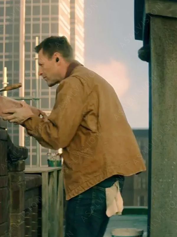 Aaron Eckhart Movie The Bricklayer 2024 Vail Brown Jacket