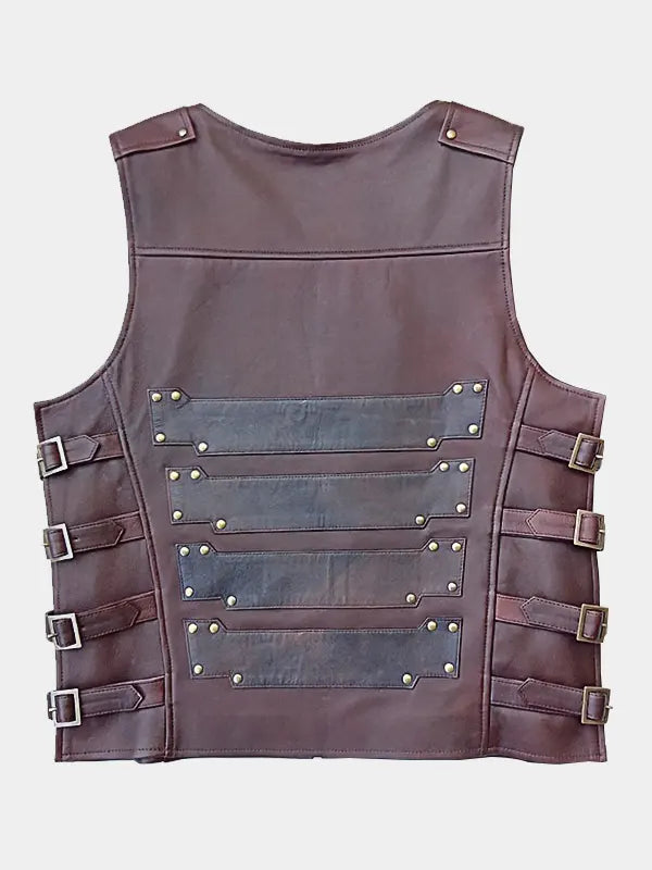 Aaron Taylor-Johnson Brown Leather Vest