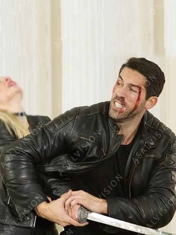Accident Man Scott Adkins Leather Biker Jacket