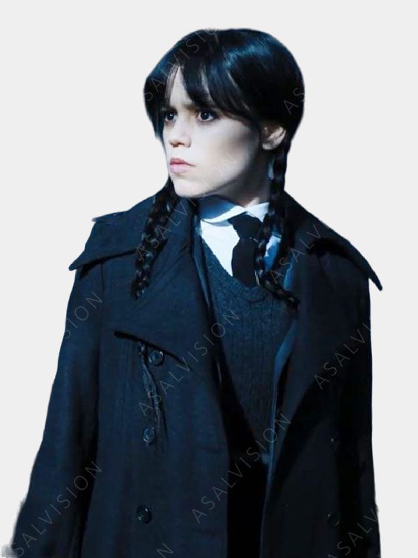 Addams Wednesday Black Trench Coat