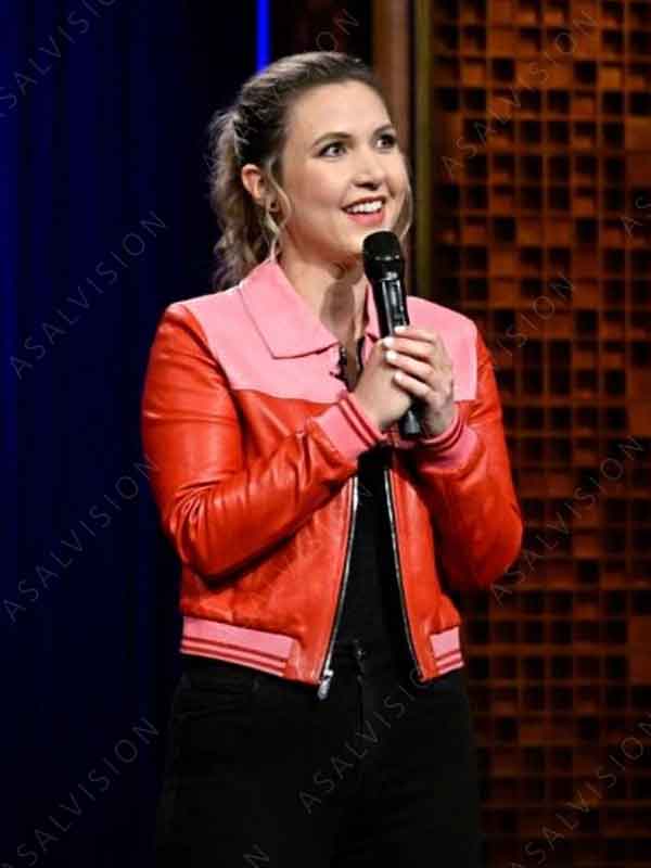 After Midnight Pink and Red Bomber Leather Jacket