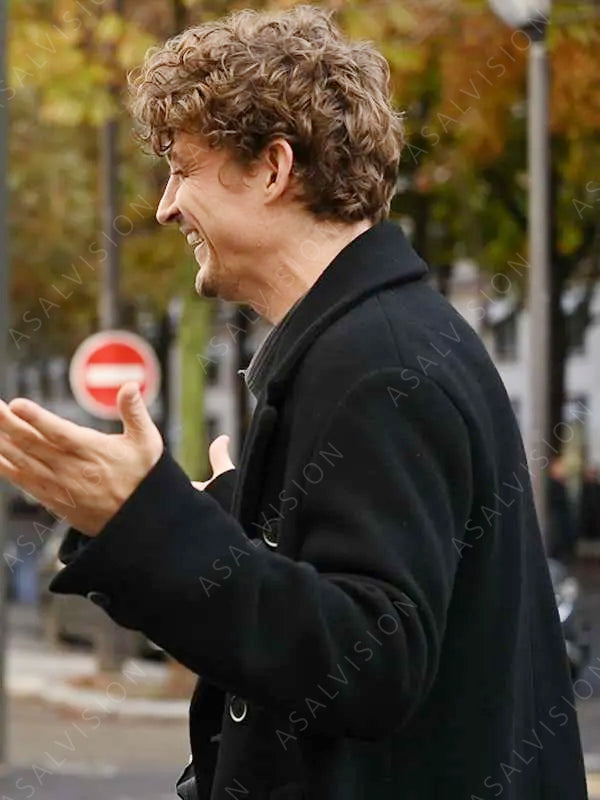 Alain Coup de Chance 2024 Niels Schneider Black Trench Wool Coat