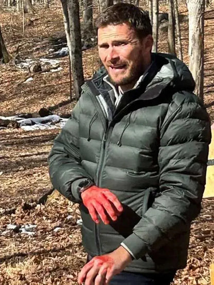 Alarum 2025 Joe Travers Green Puffer Jacket With Hood