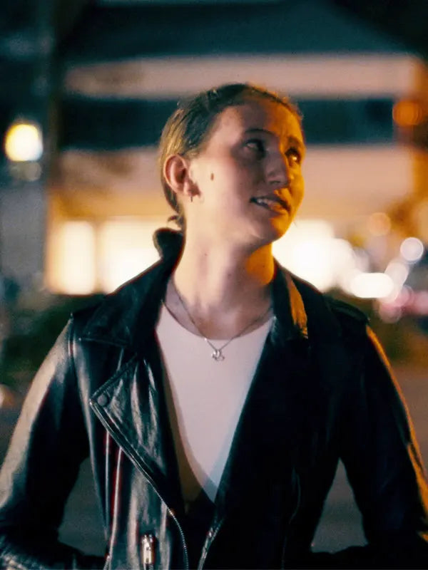 Alex Simon Mustard Man Arianna McCarty Black Biker Jacket