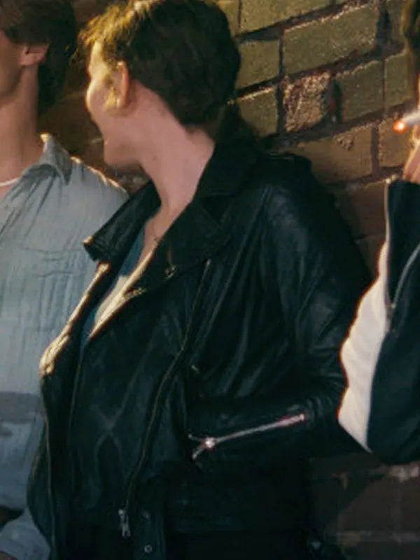 Alex Simon Mustard Man Arianna McCarty Black Biker Leather Jacket