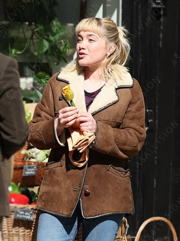 Almut We live in Time Florence Pugh Brown Suede Jacket