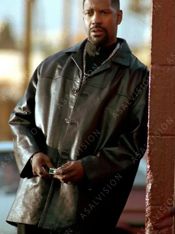 Alonzo Harris Training Day Denzel Washington Black Leather  Coat