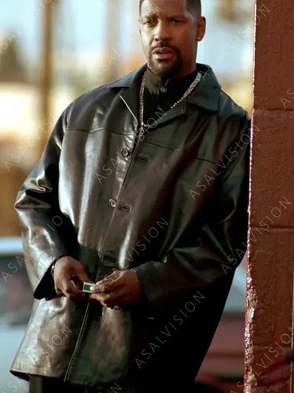 Alonzo Harris Training Day Denzel Washington Black Leather  Coat