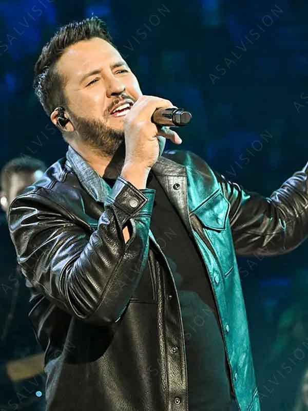 American Idol 2024 Luke Bryan Black Buttoned Leather Jacket