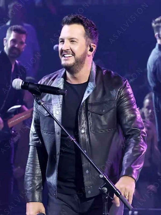 American Idol 2024 Luke Bryan Black Leather Jacket