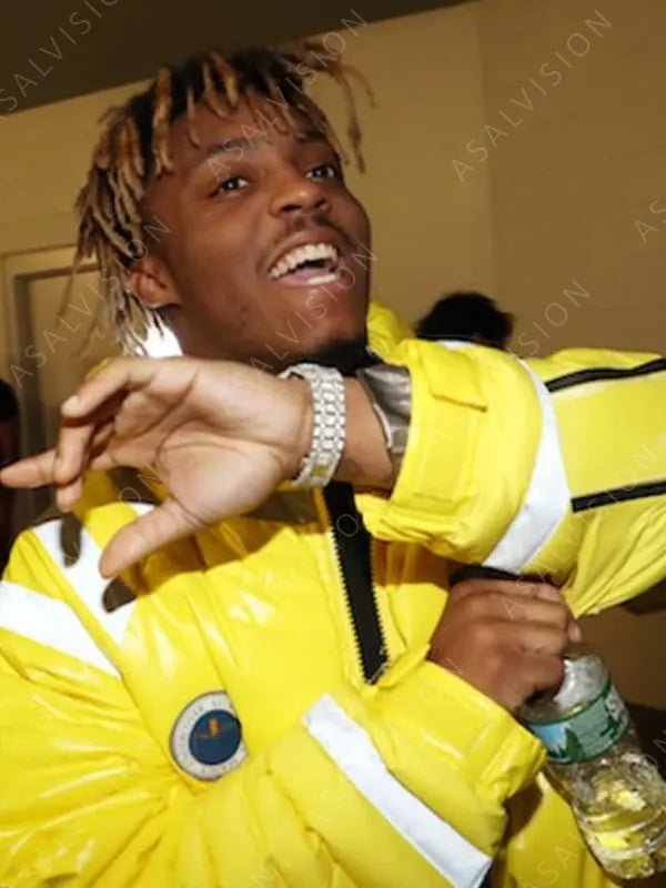American Rapper Yellow Hooded Puffer Jacket