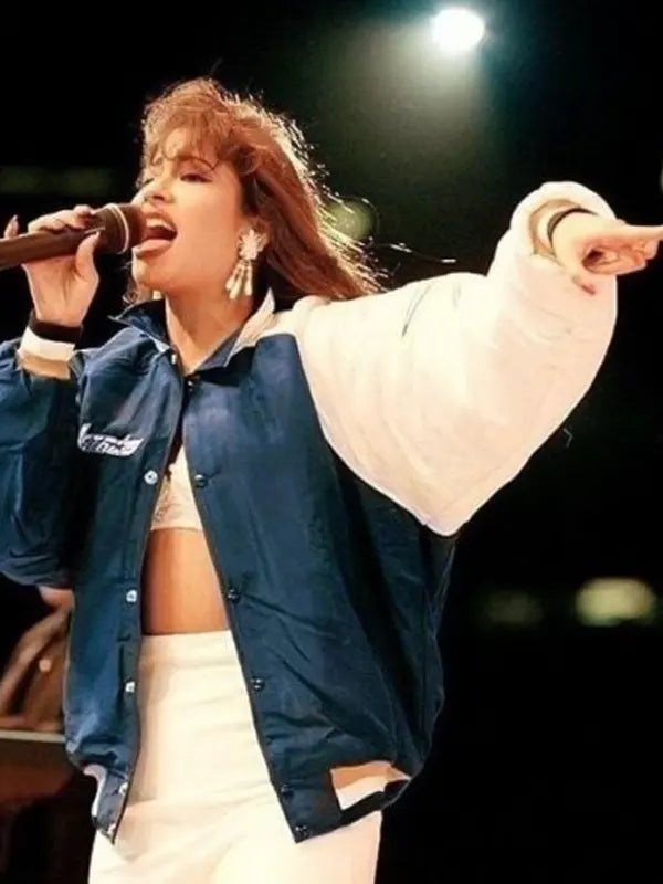 American Singer Selena Quintanilla Blue Bomber Jacket