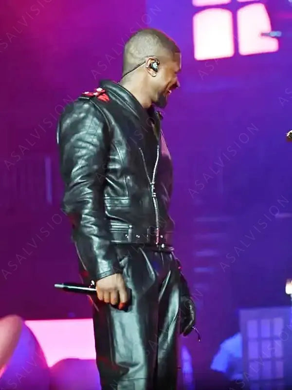 American Singer Usher Hot 107.9 Birthday Bash 2024 Black Quilted Jacket