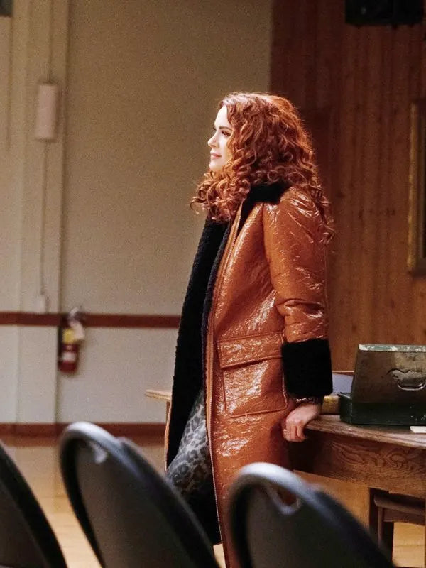 Anael Supernatural Season 15 Danneel Ackles Shearling Leather Brown Coat