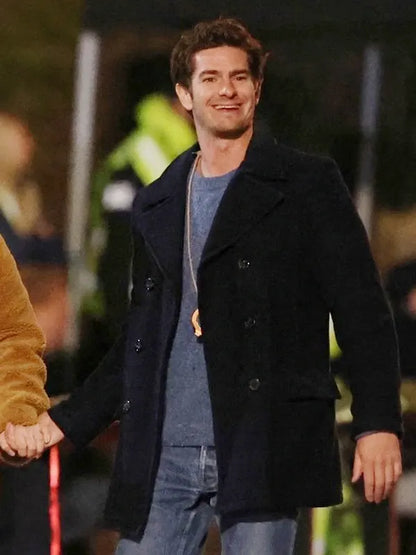 Andrew Garfield We Live in Time 2024 Tobias Blue Pea Coat