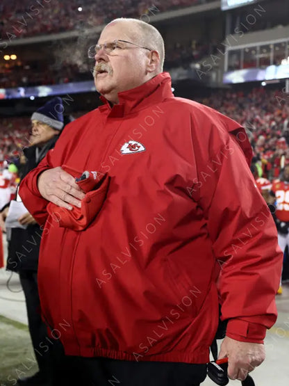 Andy Reid Kansas City Chiefs Red Bomber Jacket