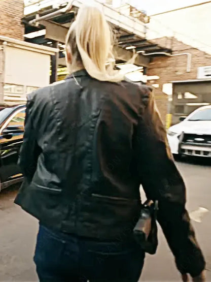 Angela Movie First Shift 2024 Black Leather Jacket