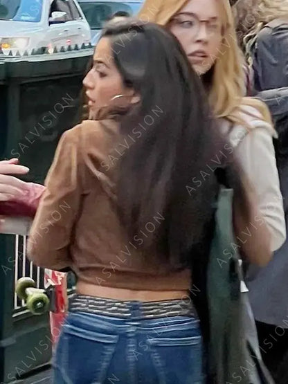 Anya Corazon Movie Madame Web 2024 Isabela Merced Brown Cropped Jacket