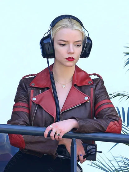 Anya Taylor Joy F1 GP Monaco Zipper Leather Jacket
