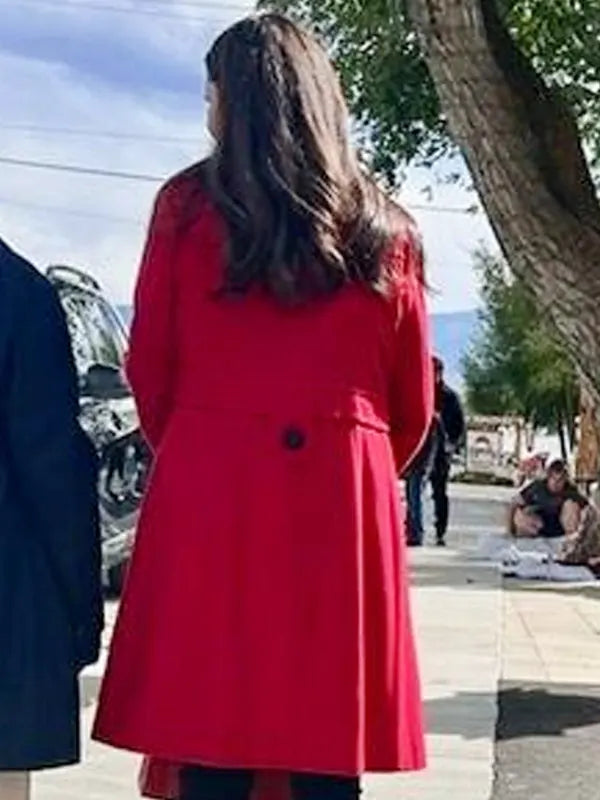 Ashley Greene Deck the Walls 2024 Rose Red Wool Coat