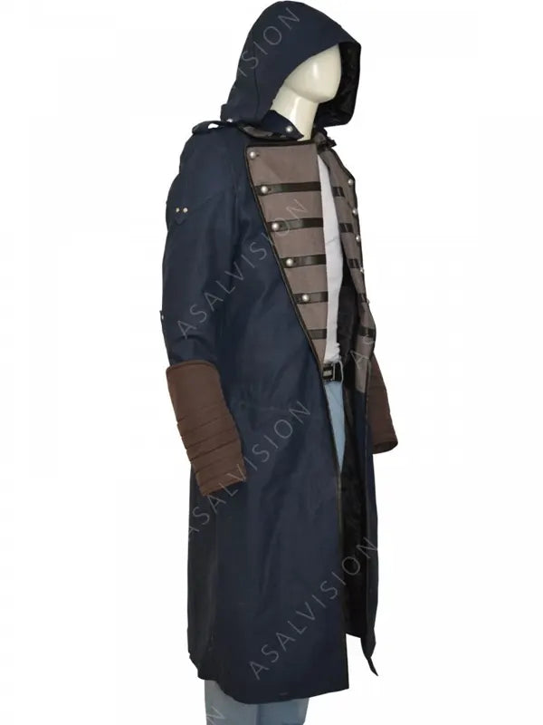 Assassins Creed Unity Arno Dorian Costume Long Trench Coat With Hood