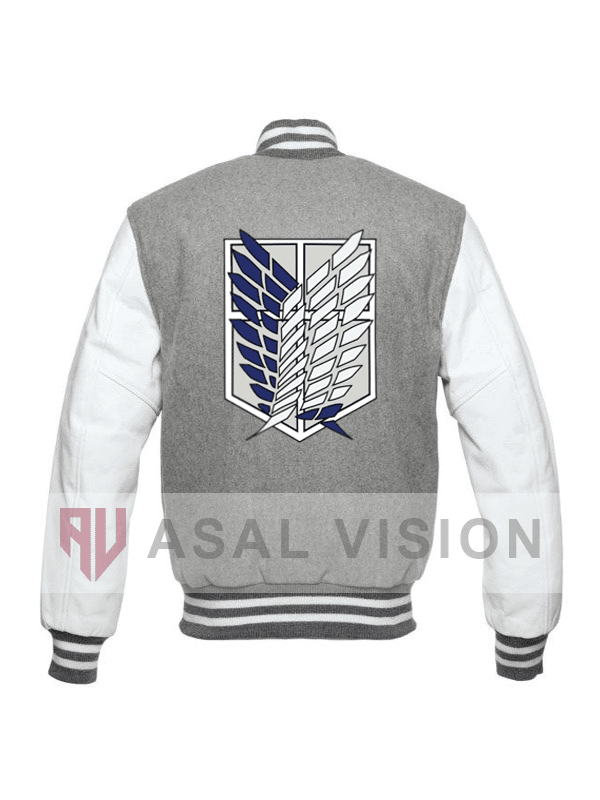 Attack On Titan Logo Grey Varsity Bomber Jacket