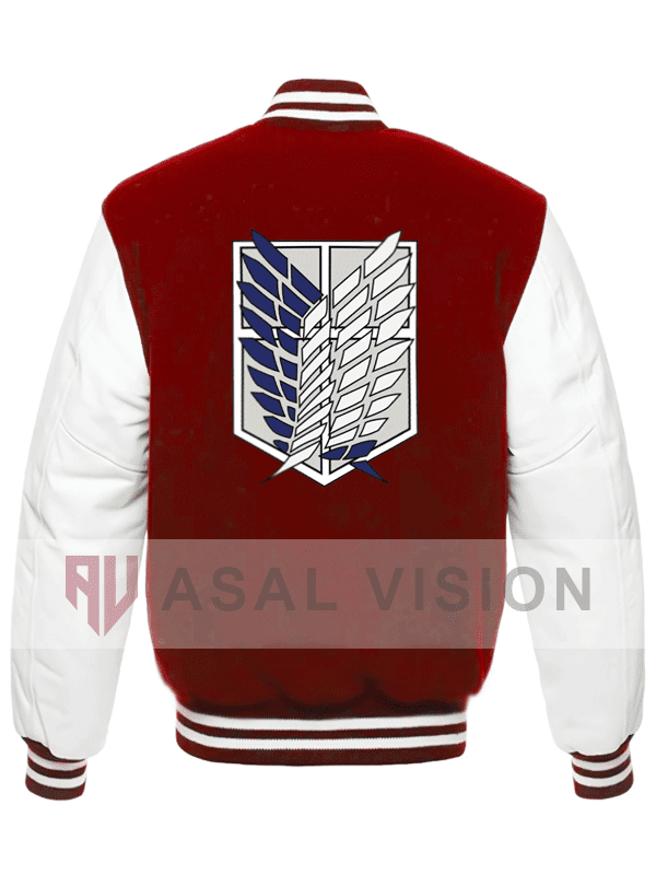 Attack On Titan Logo Maroon Varsity Bomber Jacket
