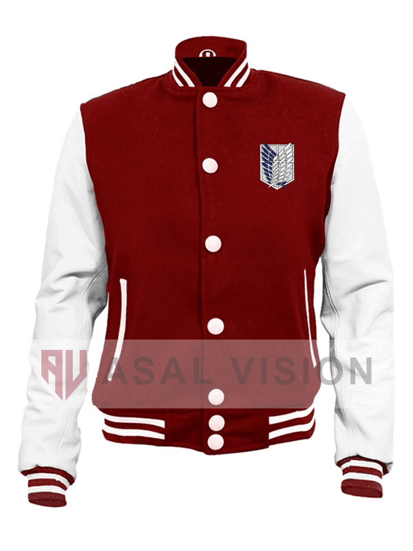 Attack On Titan Logo Maroon Varsity Jacket