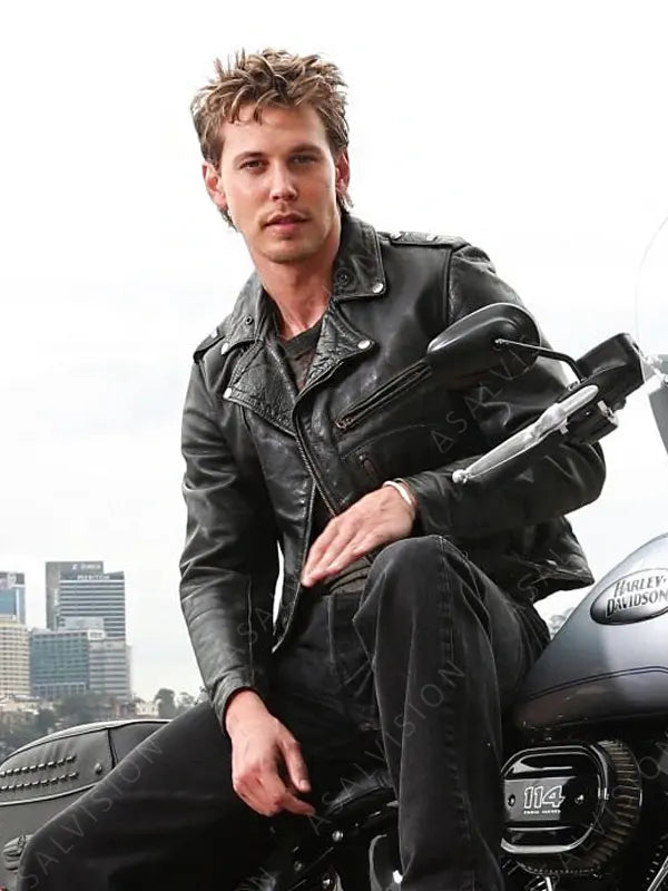 Austin Butler Biker Black Leather Jacket