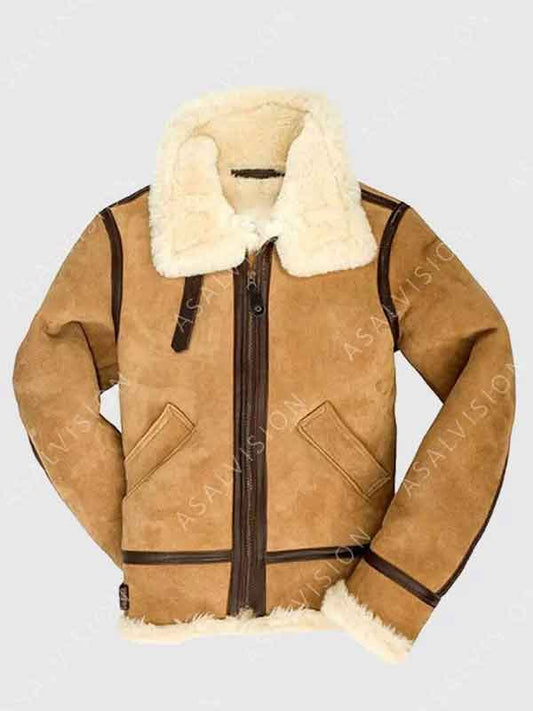 B3 Bomber Shearling Suede Leather Jacket