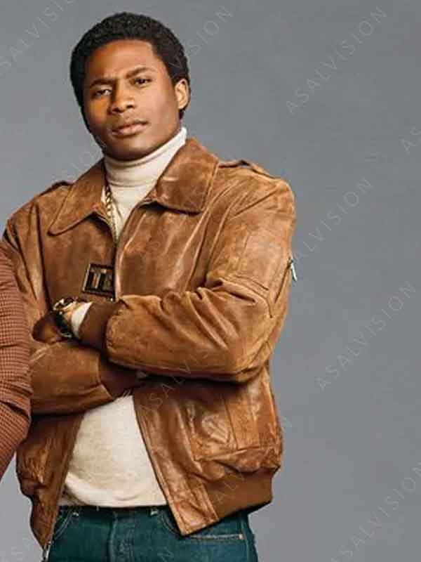 BMF Terry Tan Brown Bomber Leather Jacket