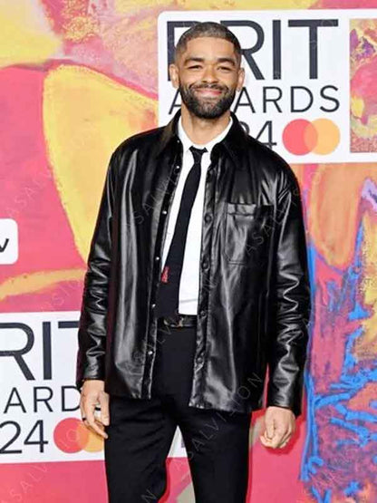 BRIT Awards 2024 Kingsley Ben-Adir Black Genuine Leather Jacket