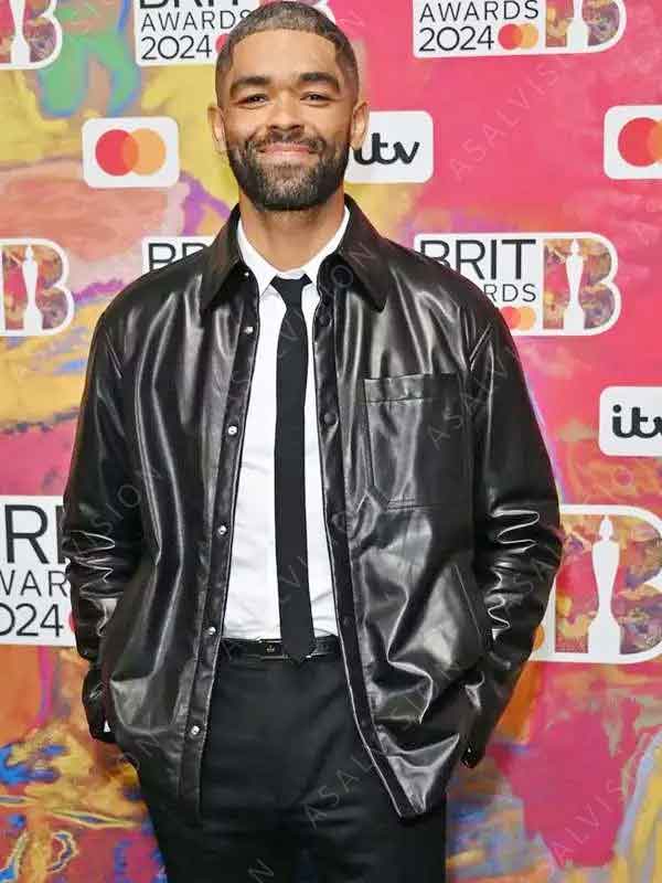 BRIT Awards 2024 Kingsley Ben-Adir Black Leather Jacket