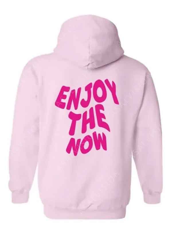 Baby Pink Enjoy The Now Fleece Pullover Hoodie