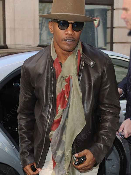 Back in Action 2024 Jamie Foxx Brown Leather Jacket