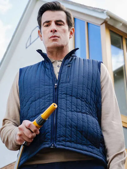 Bad Sisters Season 1 John Paul Blue Quilted Vest