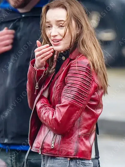 Bank Of Dave Alexandra Red Leather Jacket