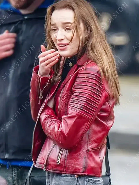 Bank Of Dave Alexandra Red Leather Jacket