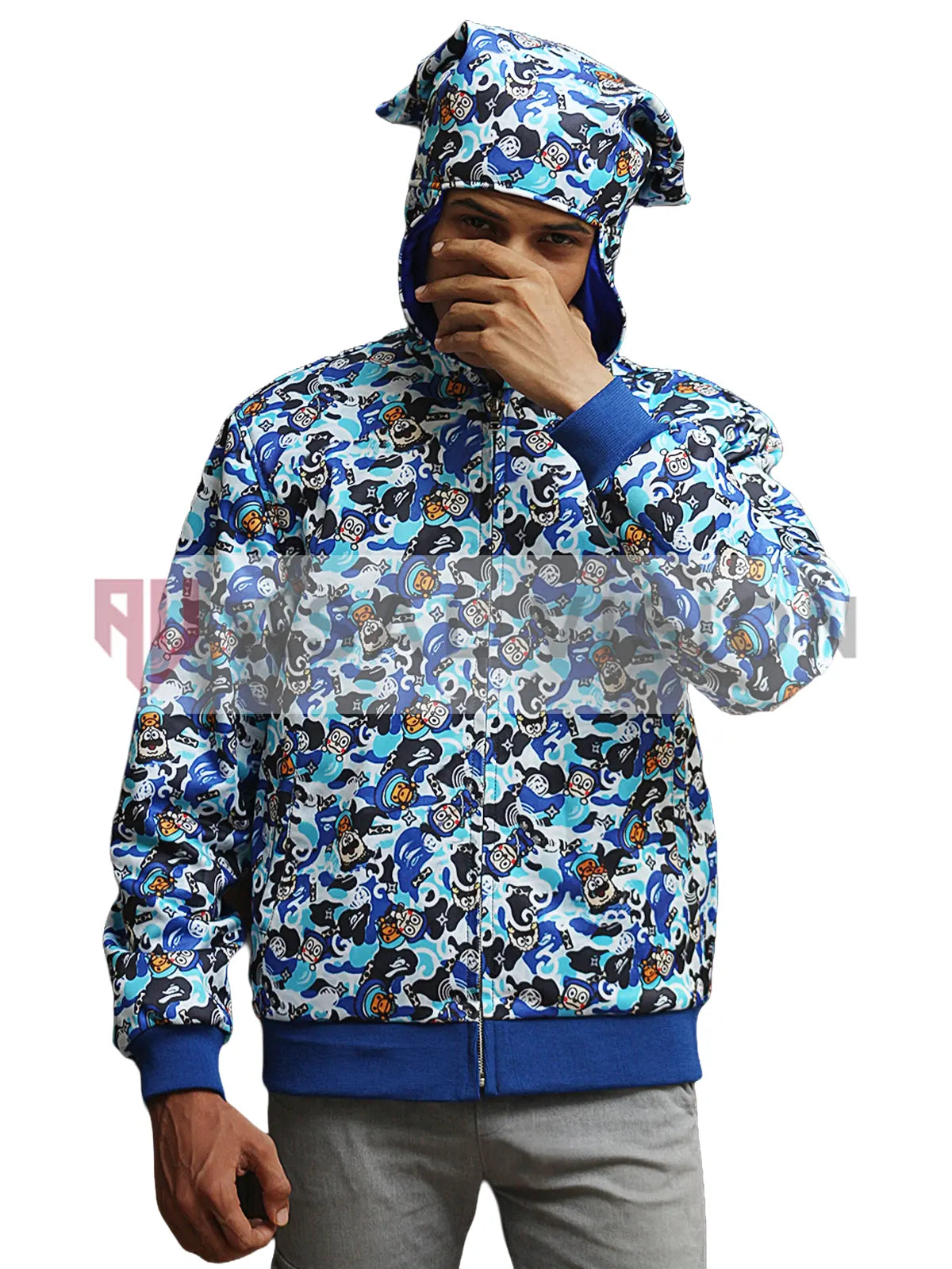 Bape Armed & Dan­ger­ous Blue Fleece Hood­ie
