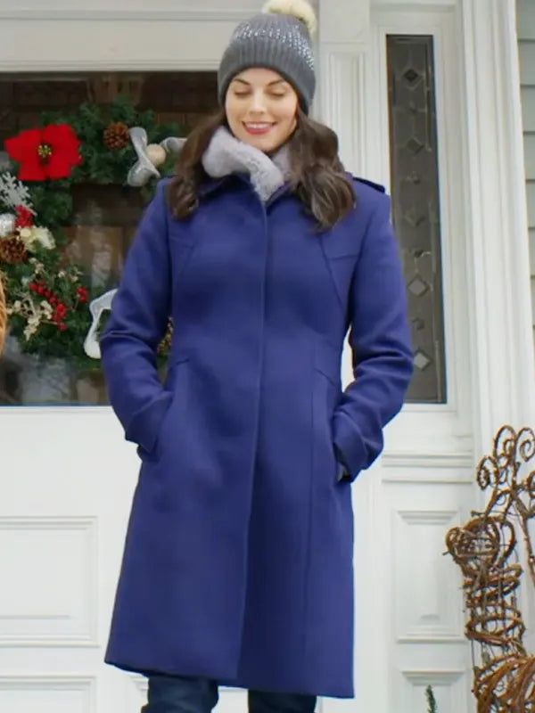 Beatrice Thompson Believe in Christmas 2024 Meghan Ory Blue Wool Coat