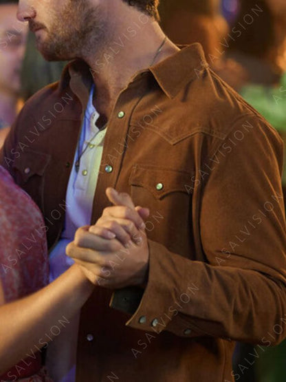 Beau Mirchoff  Ride 2023 Cash McMurray Brown Suede Leather Jacket