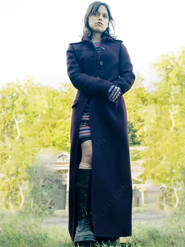 Beetlejuice 2024 Jenna Ortega Wool Long Coat
