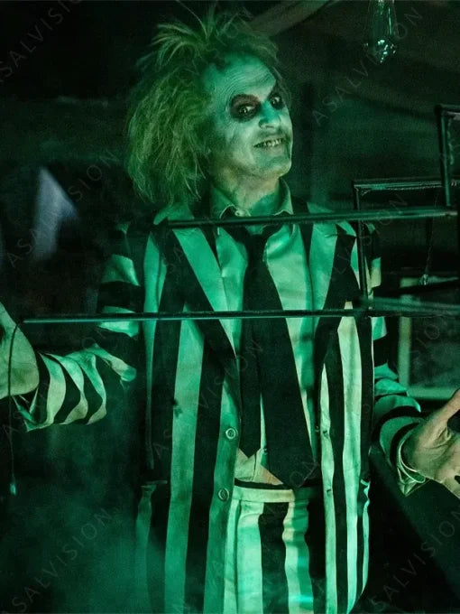 Halloween Cosplay Michael Keaton Beetlejuice Costume Suit