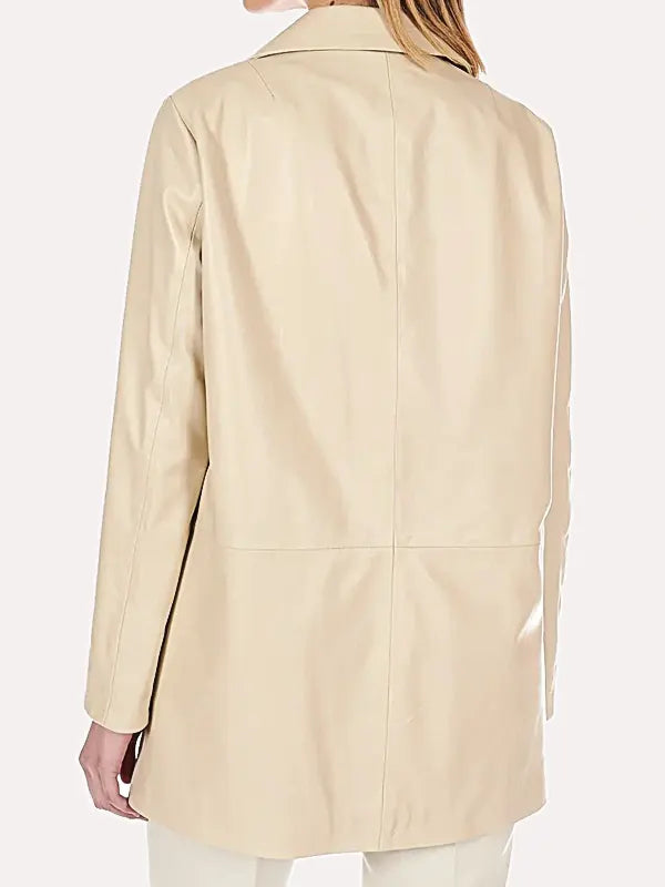Beige Real Leather Jacket Womens